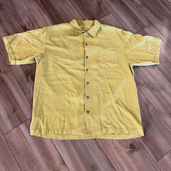 ‎Tommy Bahama Green Casual Hawaiian Shirt Men Large  Bin I-15 - Picture 1 of 5